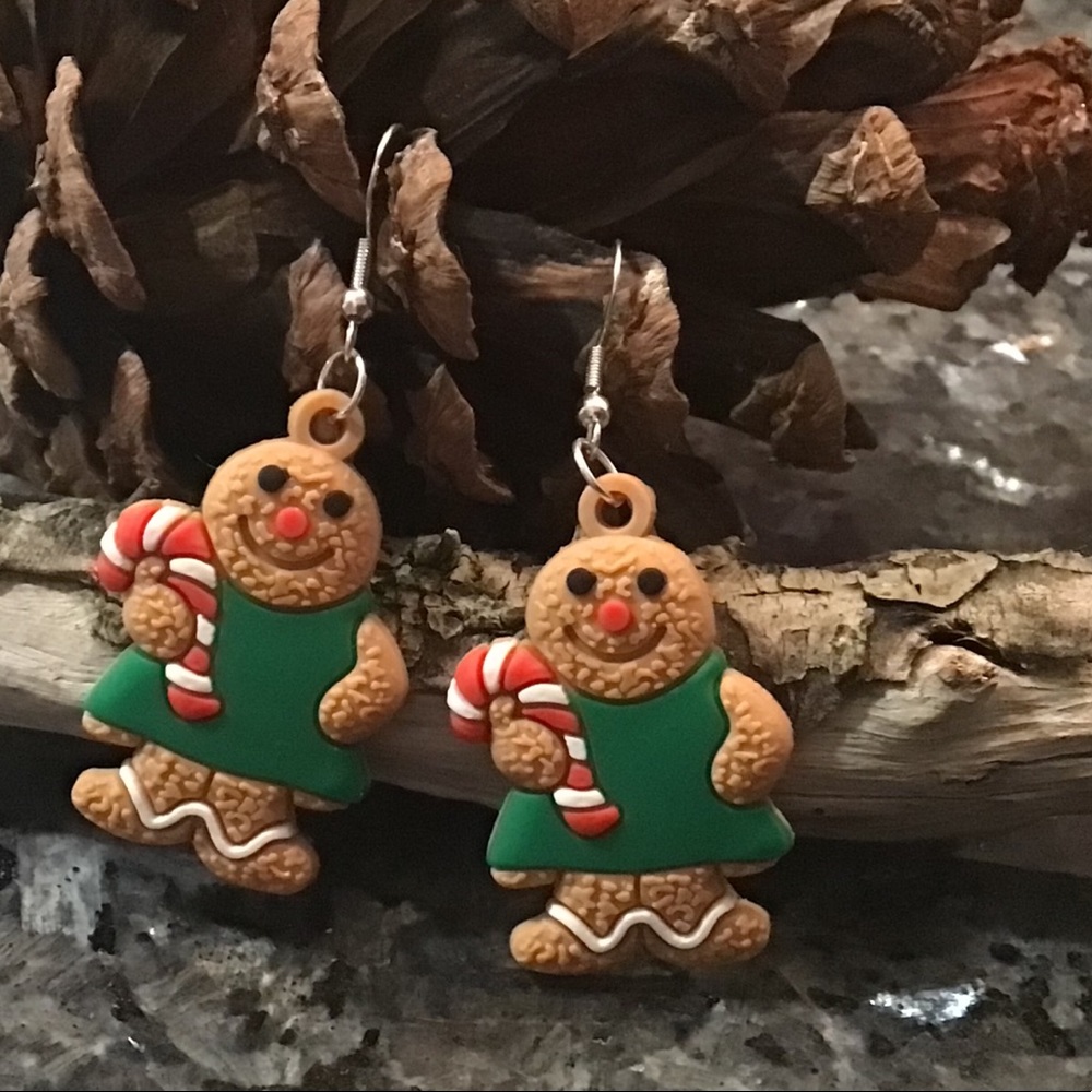 Gingerbread earrings 925 silver handmade girls new